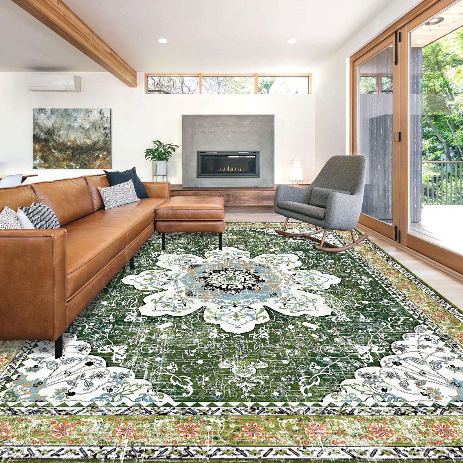 Amazon.com: Ileading Bohemian Vintage Area Rug 8x10ft, Machine